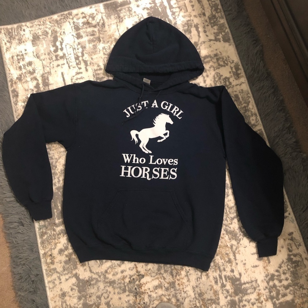 GILDAN/ A Girl Who Loves Horses /Horse Lover  Gift/ Hoodie / size SP